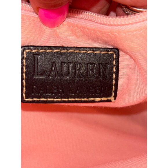 Vintage Ralph Lauren Beige Linen Handbag With Black Leather Trim - Picture 10 of 16